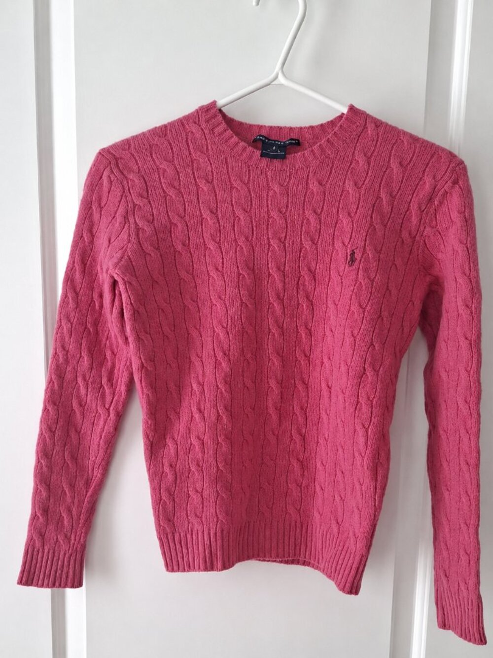 Vintage RARE Ladies Ralph Lauren Sport 100% LAMBSWOOL Cableknit Sweater size S